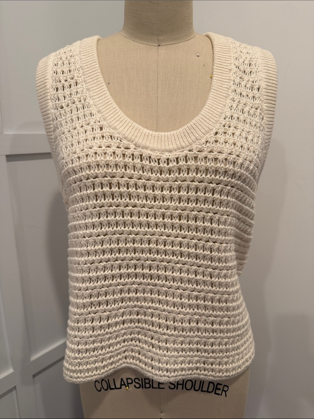 Me+Em Cream Knit Sleeveless Sweater Vest